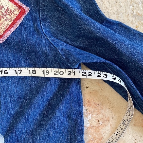 Coldwater Creek Patchwork denim jacket Womens M Overshirt Barn chore Tunic - Picture 11 of 14